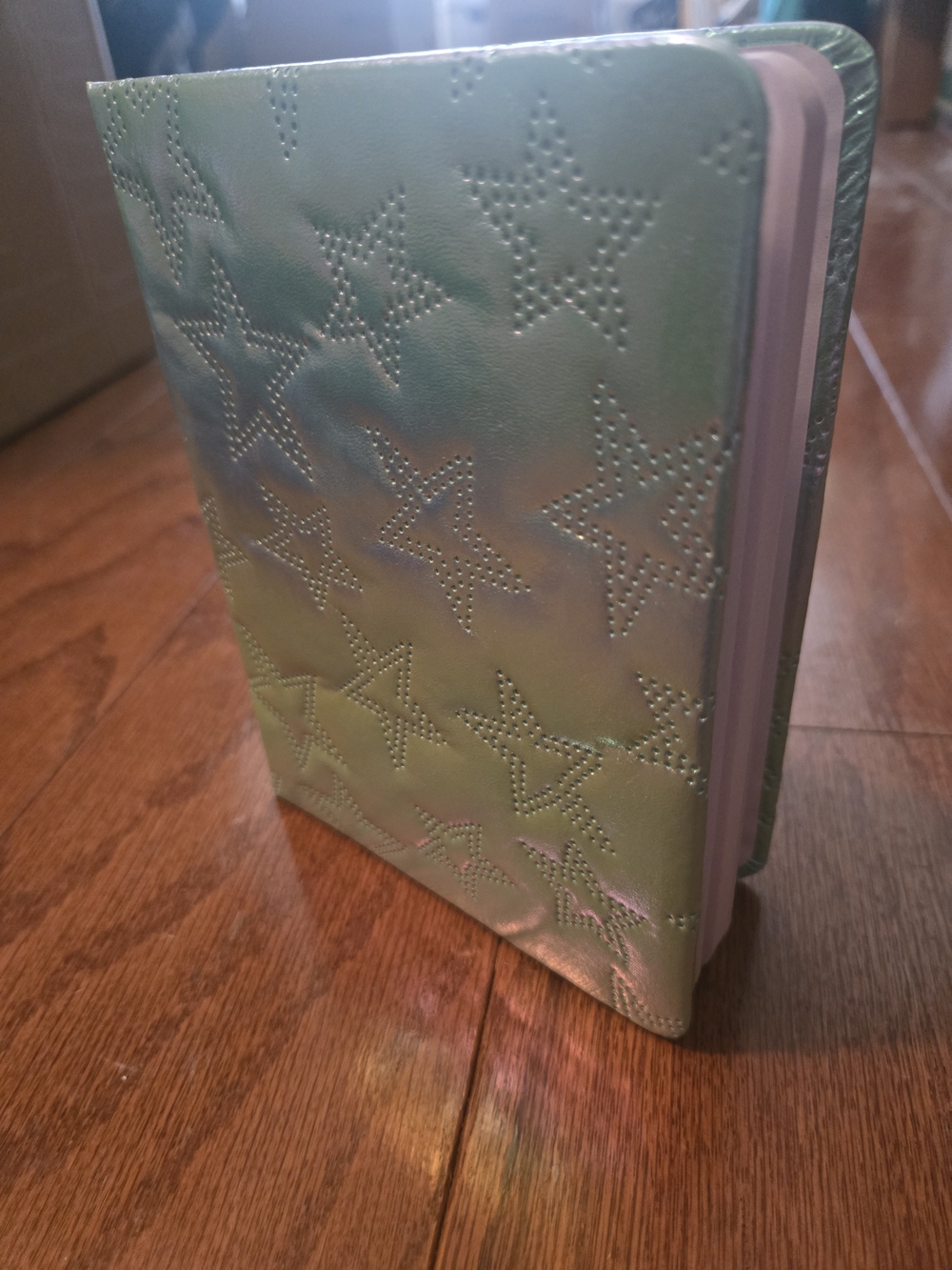 Iridescent Star Embossed Notebook Cover - Aqua Green And Purple - Picture 3 of 3